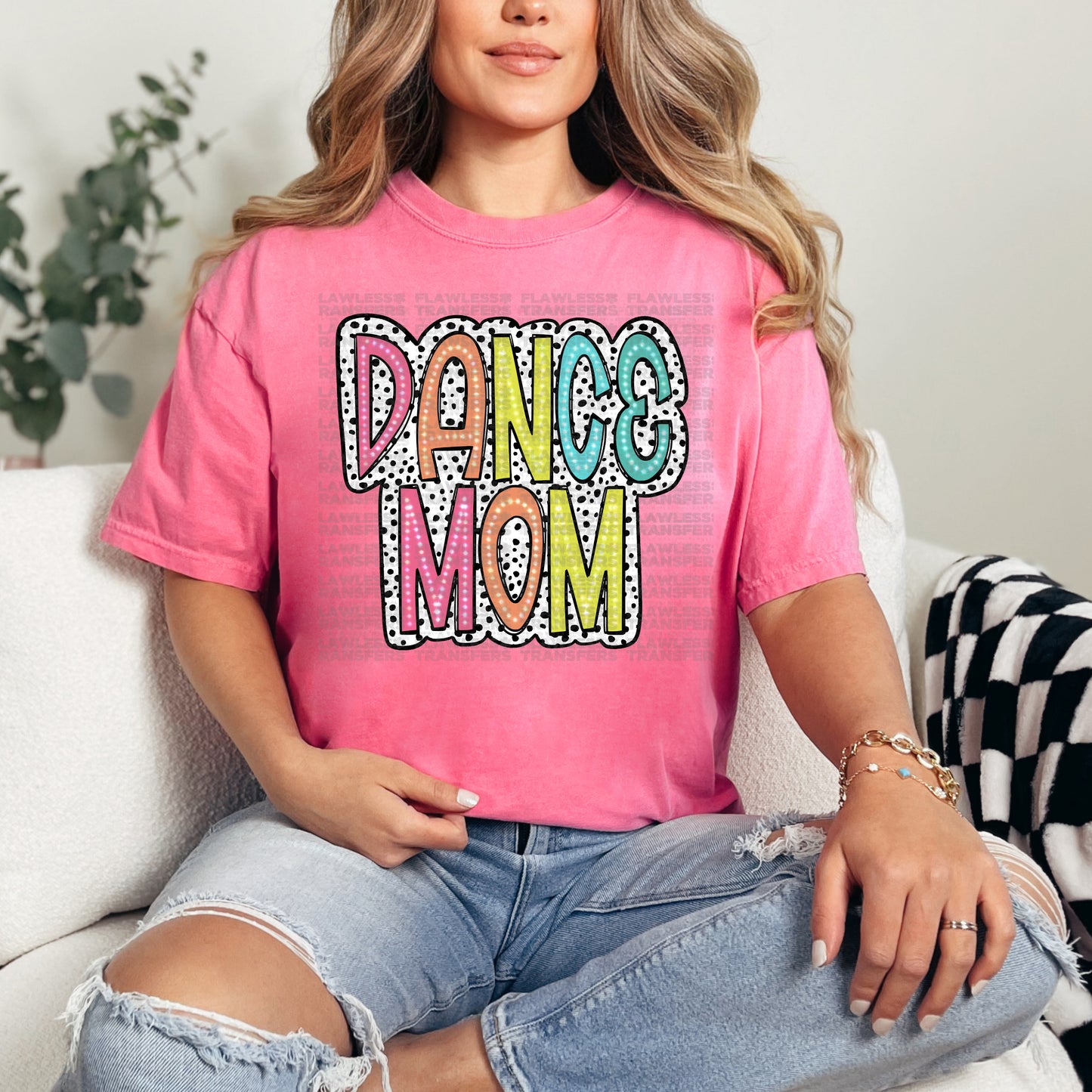 Dance Mom Bright Color Doodle Dalmatian Dots DTF Transfer