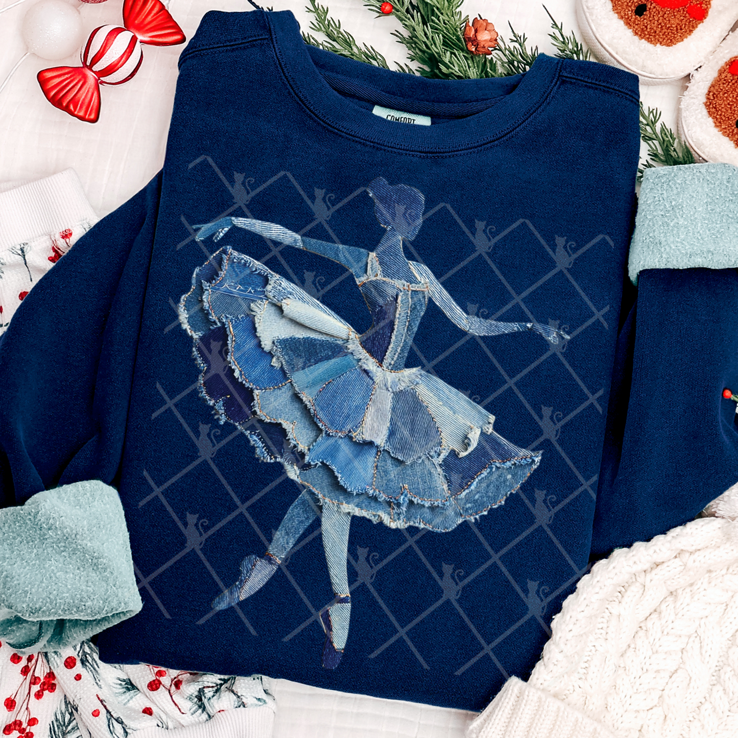 Denim Ballerina Patchwork #2637 DTF Transfer