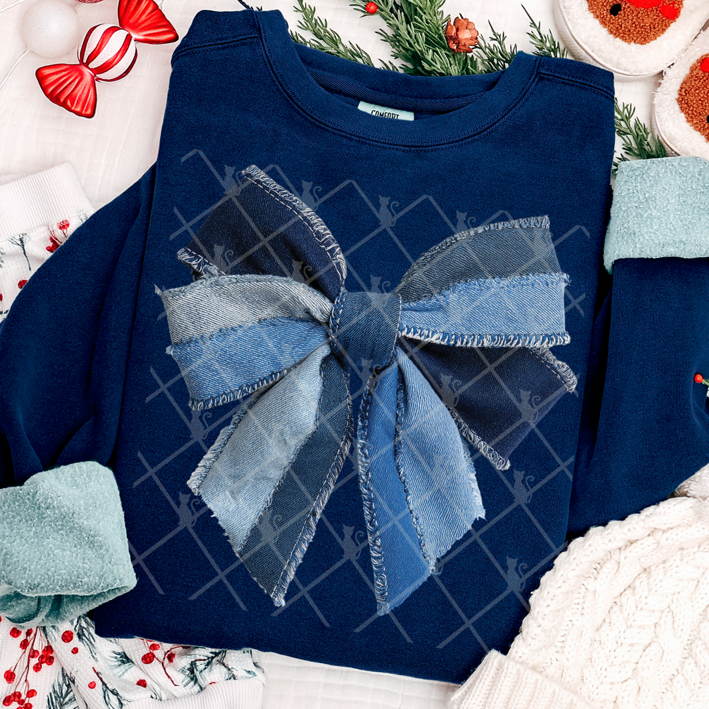 Denim Coquette Bow Patchwork #2641 DTF Transfer