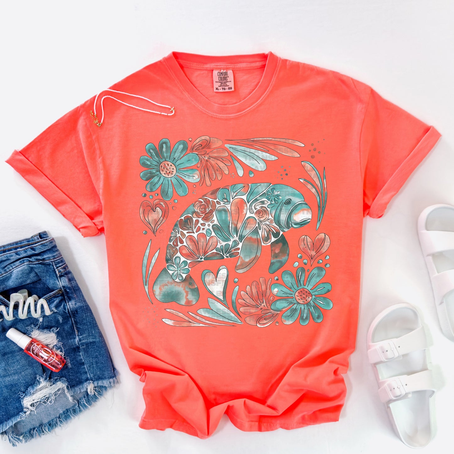 Floral Manatee #2068 DTF Transfer