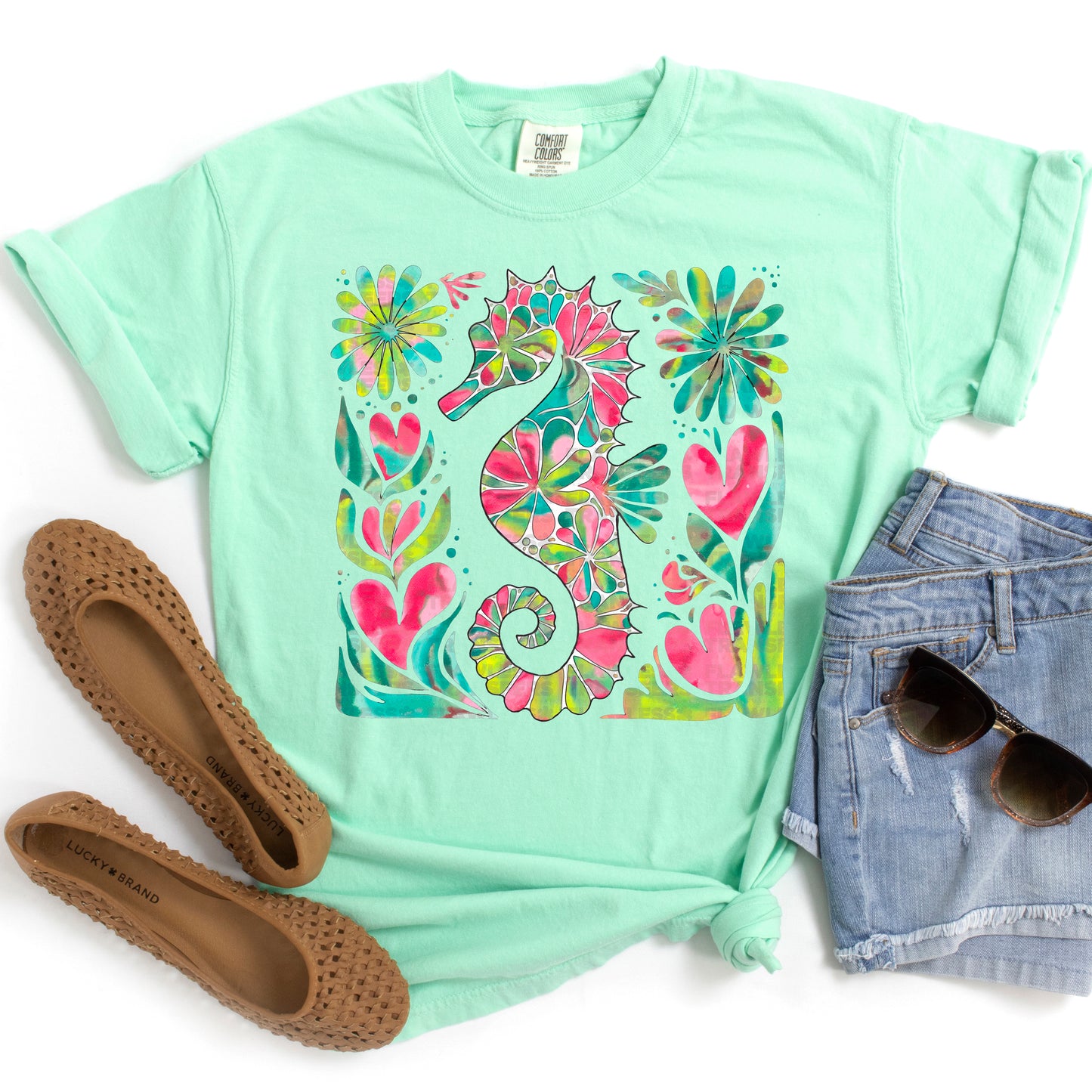 Floral Seahorse #2069 DTF Transfer