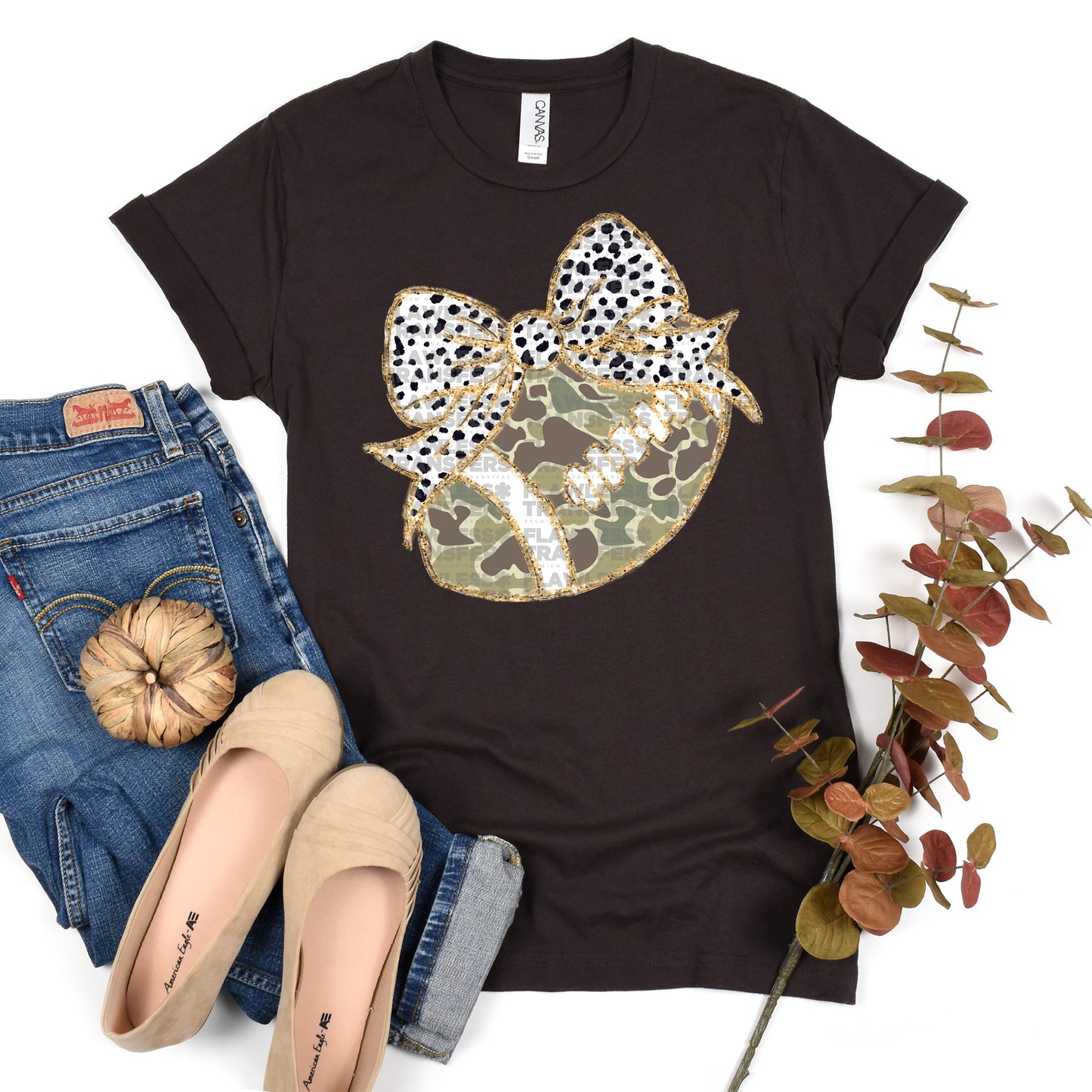 Football Camo Coquette Bow - Design 1 DTF Transfer