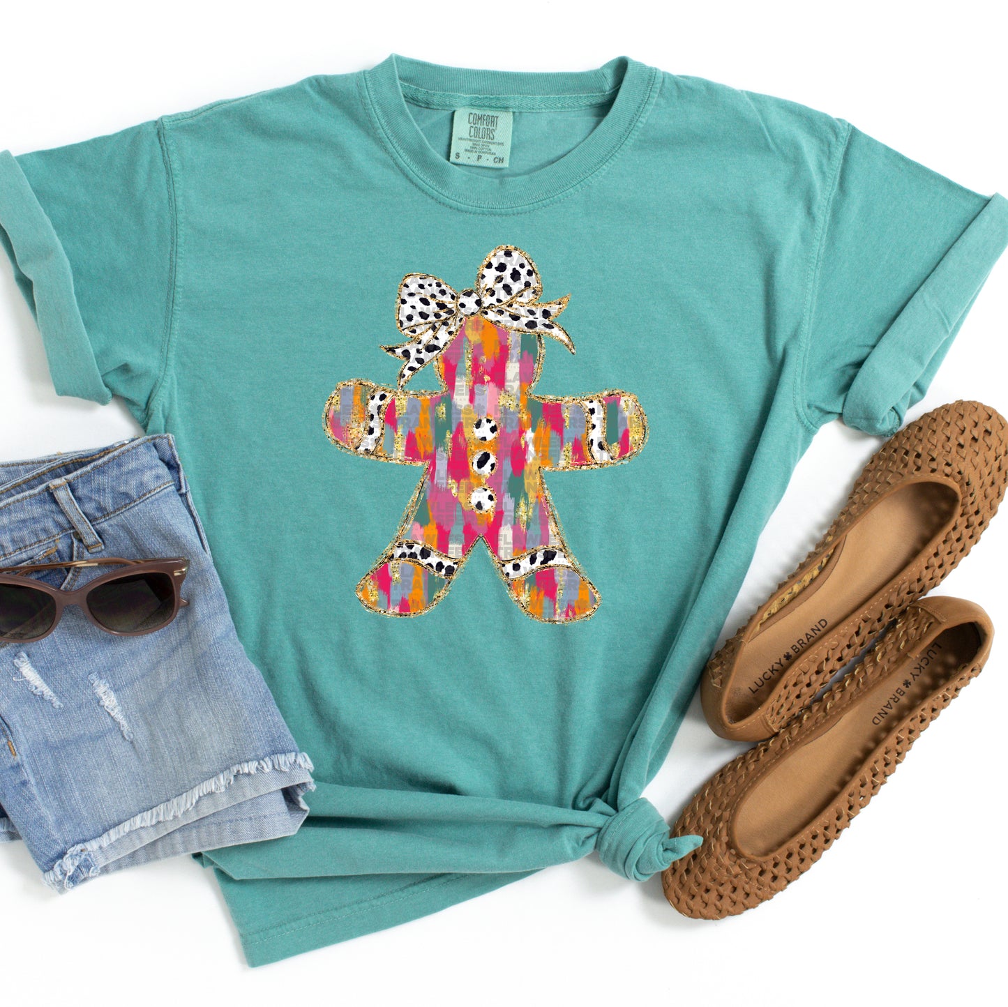 Gingerbread Colorful Brushstrokes Coquette Bow - Design 1 DTF Transfer