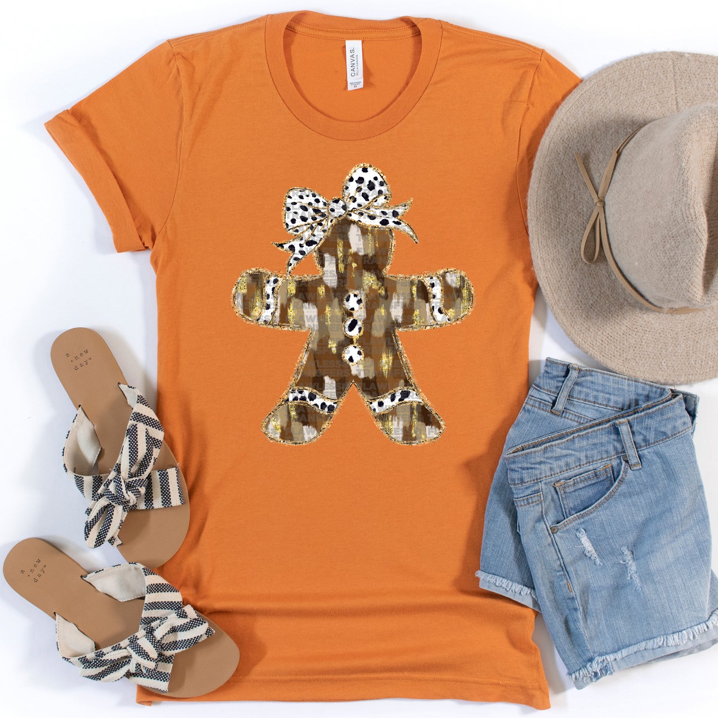 Gingerbread Brown Brushstrokes Coquette Bow DTF Transfer