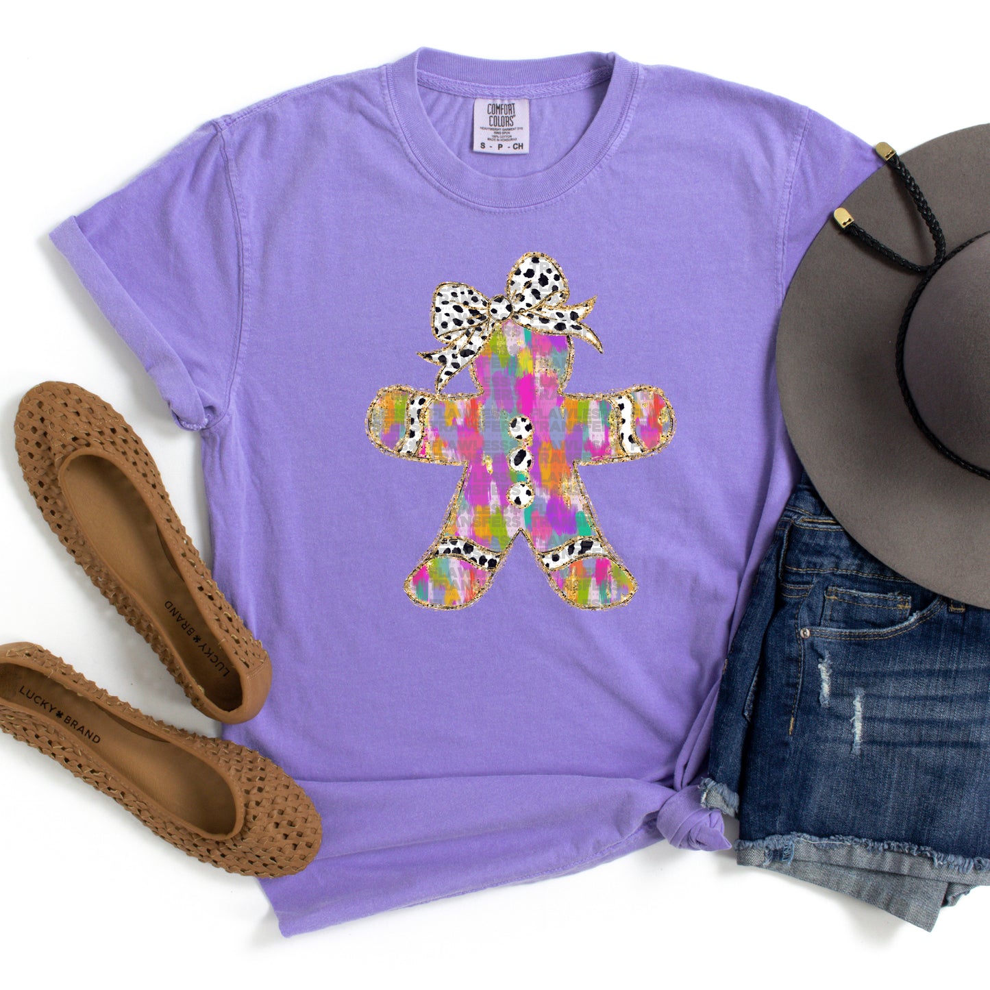 Gingerbread Colorful Brushstrokes Coquette Bow - Design 2 DTF Transfer