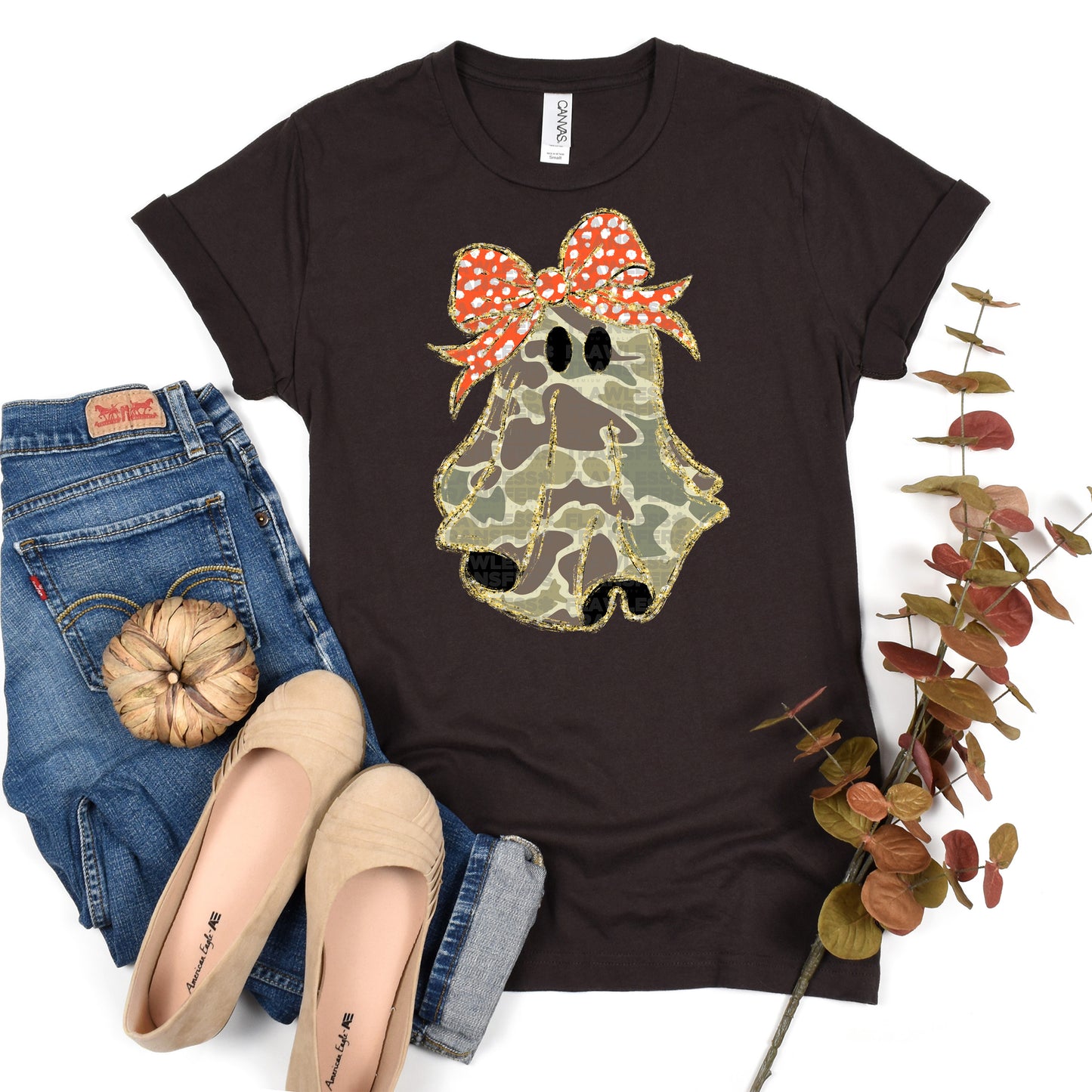 Girl Ghost Camo Print Coquette Bow - Design 4 DTF Transfer