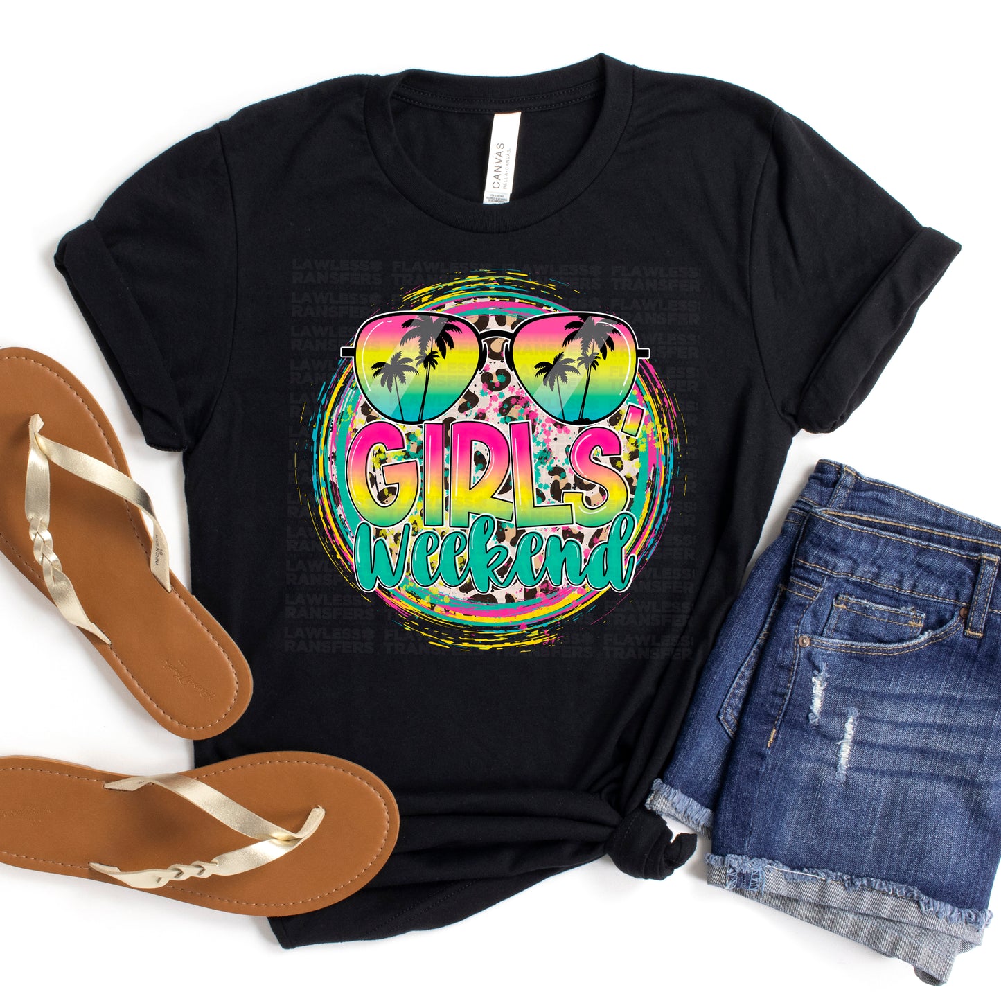 Girls Weekend - Round Tropical Beach Sunglasses - Design 1 DTF Transfer