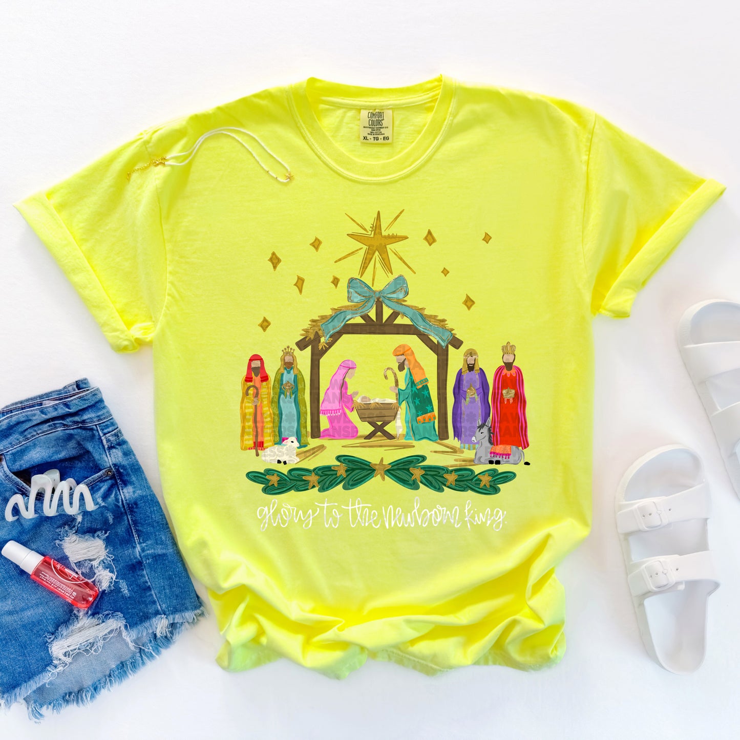 Glory To The Newborn King No Glitter With Coquette Bow #2834 DTF Transfer