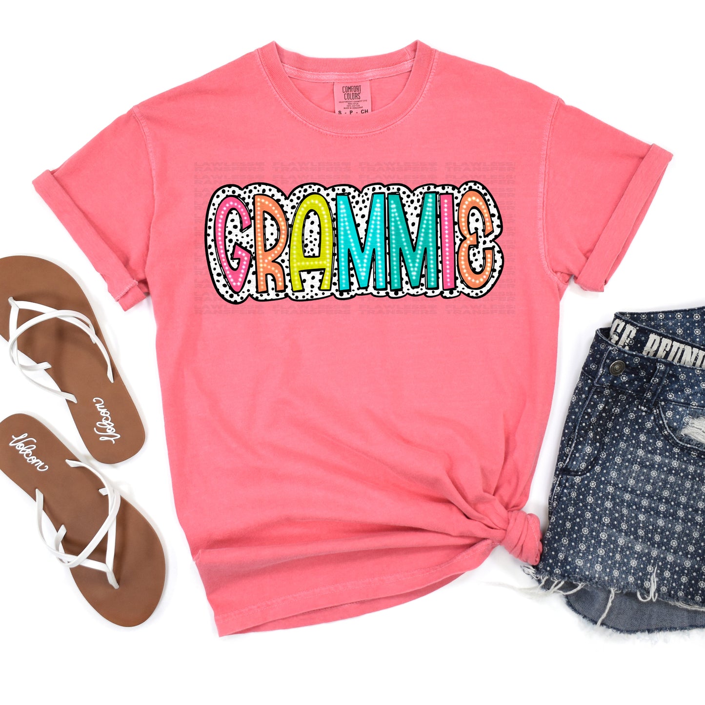 Grammie Bright Color Doodle Dalmatian Dots DTF Transfer