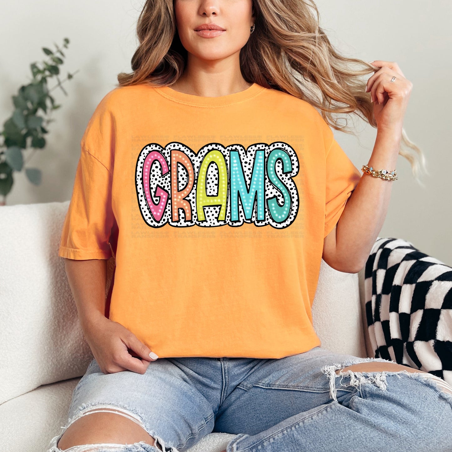 Grams Bright Color Doodle Dalmatian Dots DTF Transfer