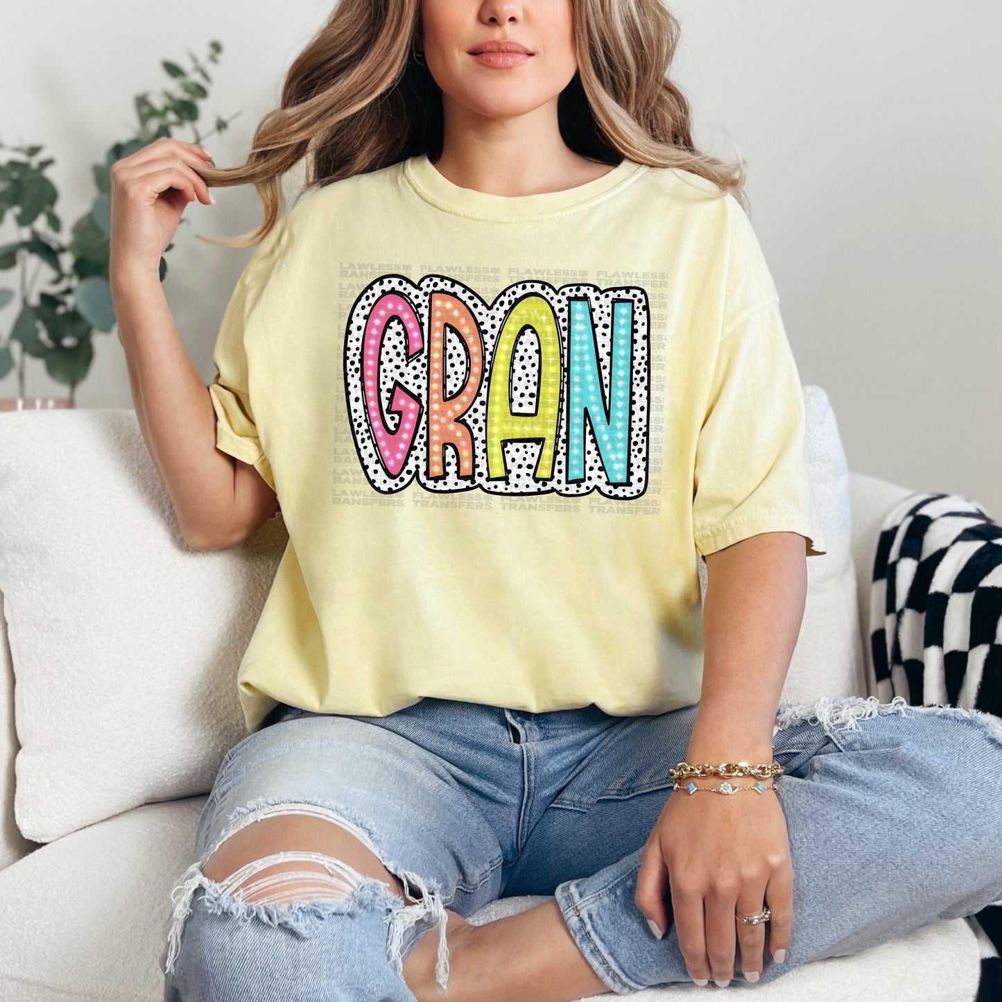 Gran Bright Color Doodle Dalmatian Dots DTF Transfer