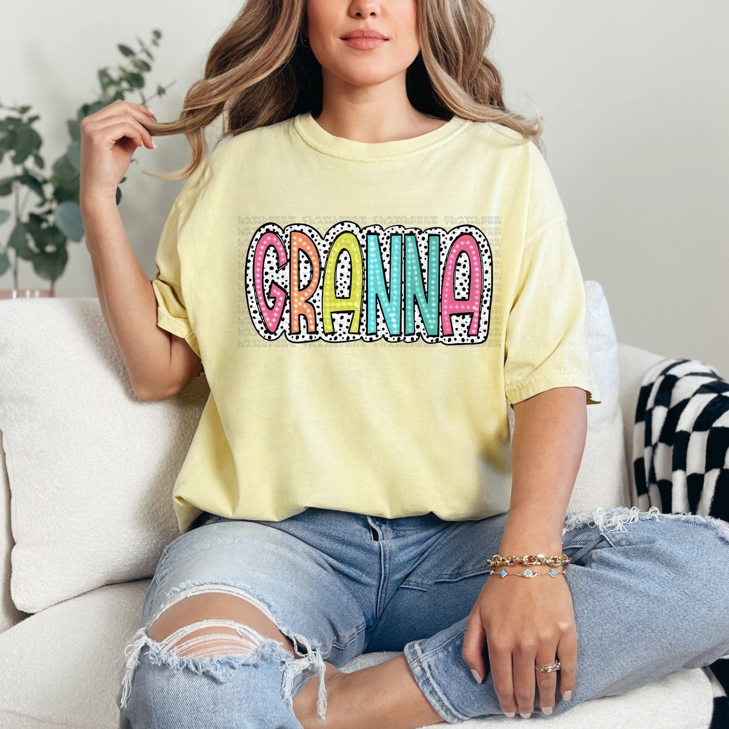 Granna Bright Color Doodle Dalmatian Dots DTF Transfer