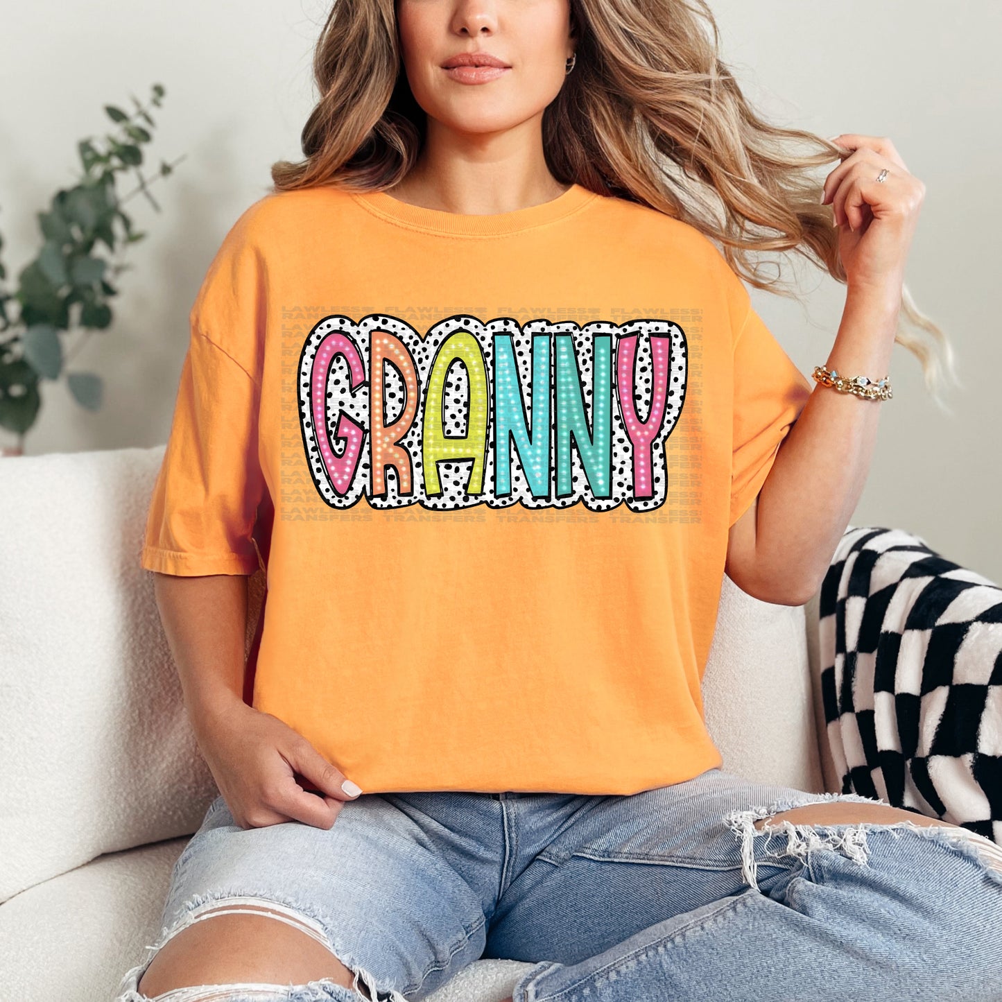 Granny Bright Color Doodle Dalmatian Dots DTF Transfer