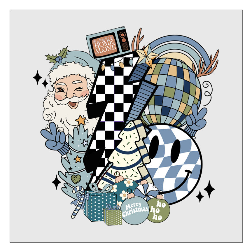 Groovy Christmas - Blue DTF Transfer