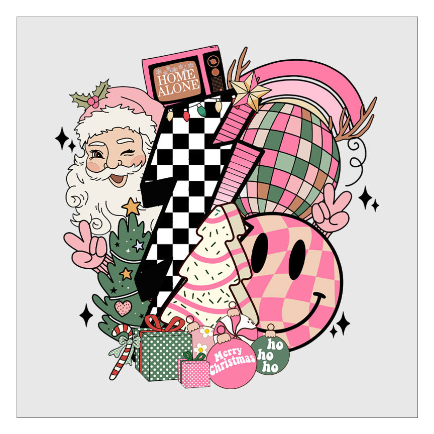 Groovy Christmas - Pink DTF Transfer