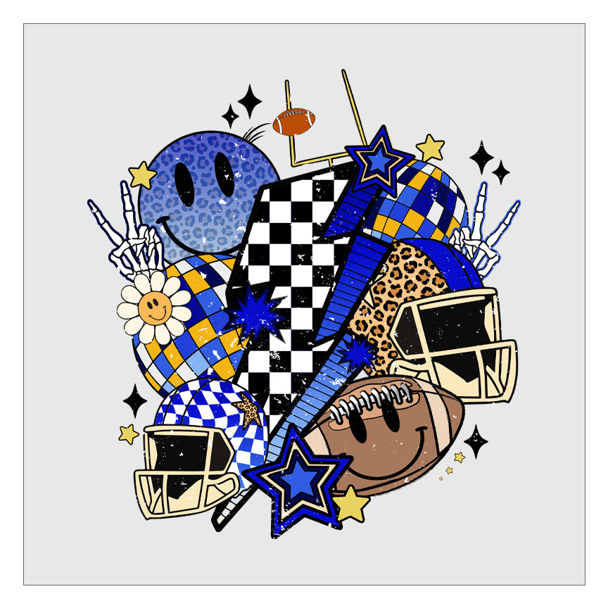 Groovy Football - Blue DTF Transfer