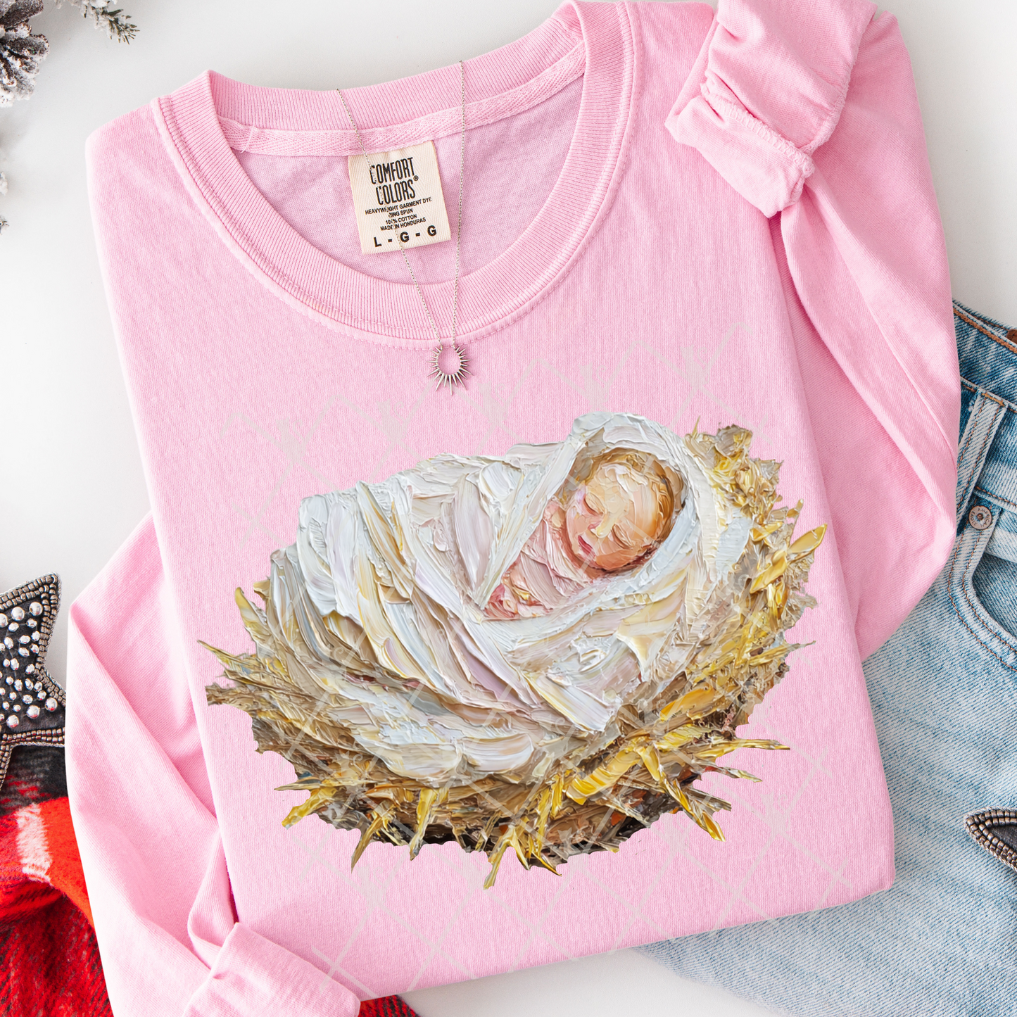 Hand Painted Baby Jesus #2756 DTF Transfer