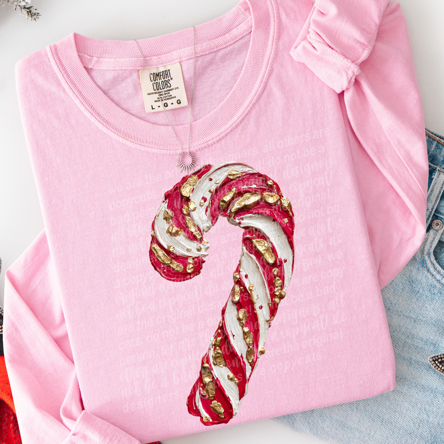 Hand Painted Candy Cane #2758 DTF Transfer