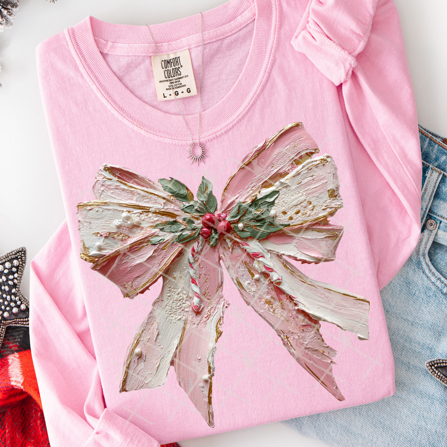 Hand Painted Christmas Bow #2761 DTF Transfer