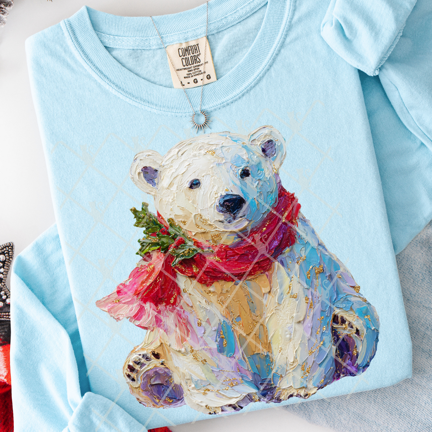 Hand Painted Christmas Polar Bear #2772 DTF Transfer