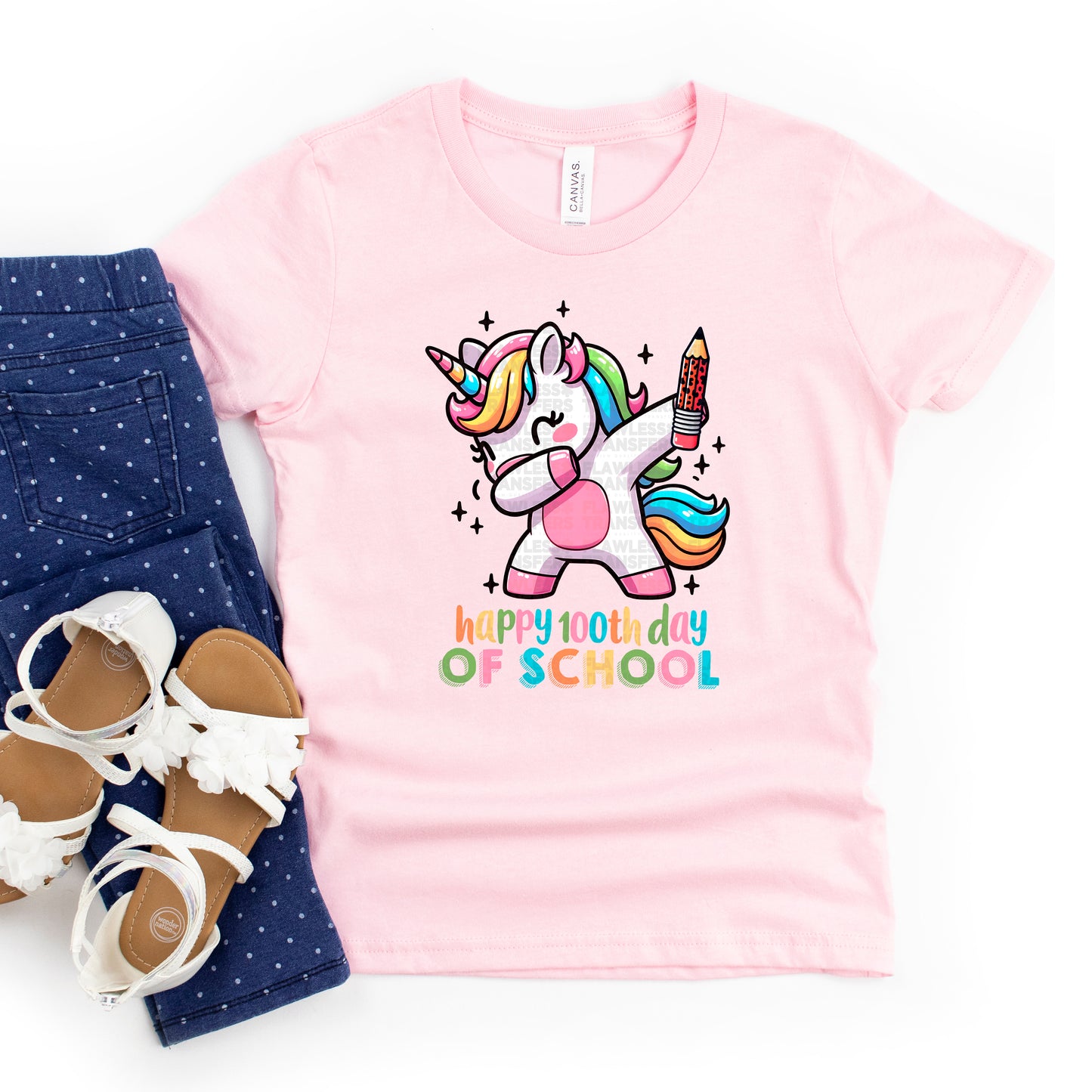 100 Days Of School Dabbing Unicorn DTF Transfer