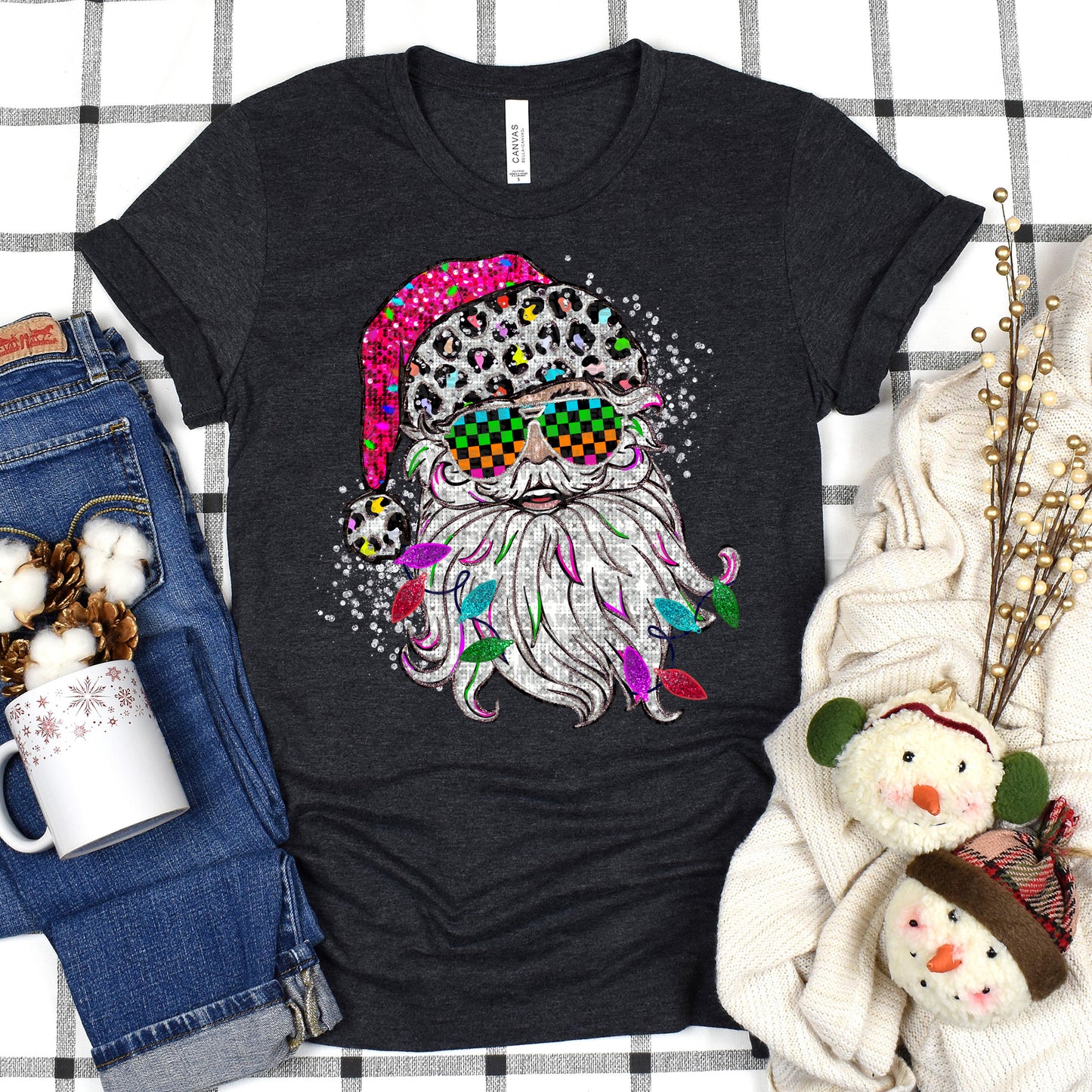 Happy Colorful Santa DTF Transfer