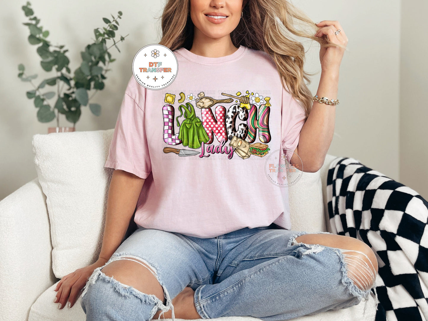 Lunch Lady Fun Colorful Design 2 DTF Transfer, Ready For Press, Direct To Film, Transfer For Shirt, Tshirt Transfer, Cafeteria School Lunch