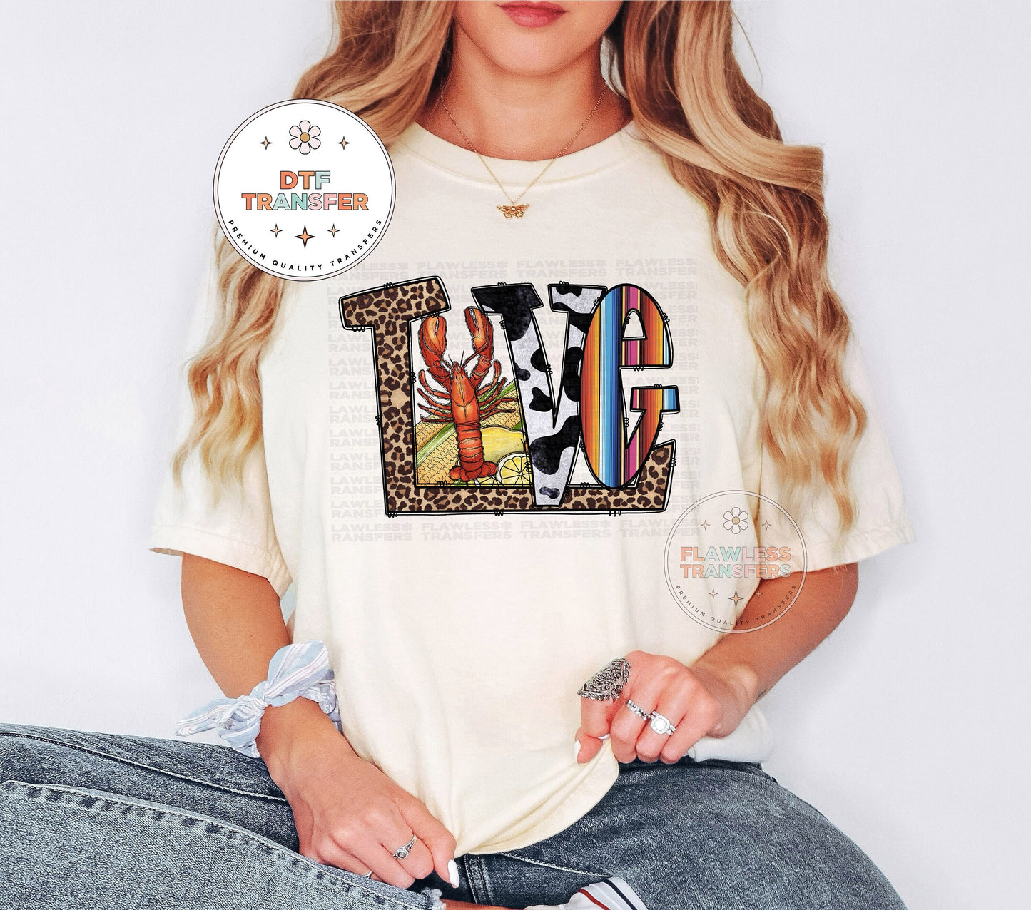 Love Crawfish Boil DTF Transfer, Southern Food, Seafood, Mardi Gras, Ready For Press, Direct To Film, Transfer For Shirts, Tshirt Transfers