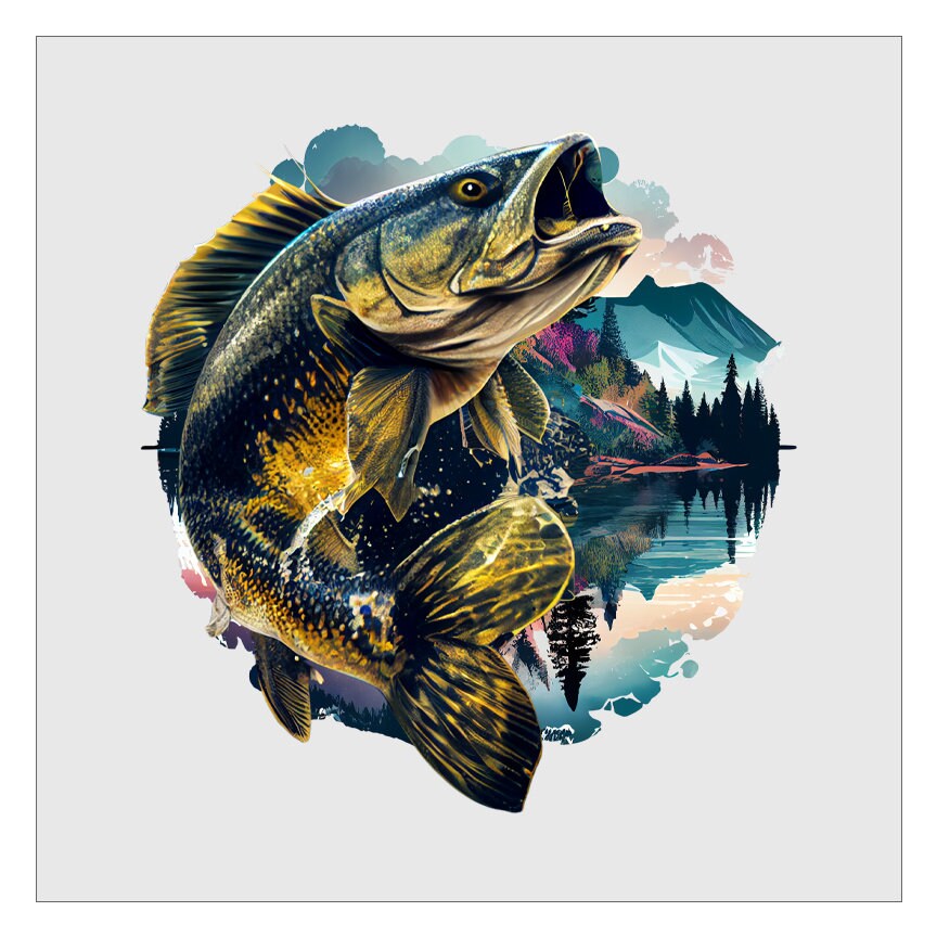 Walleye Fishing DTF Transfer, Fishing DTF, Fisherman DTF, Ready For Press, Hot Peel, Transfers For Shirts, Heat Transfer, Direct To Film