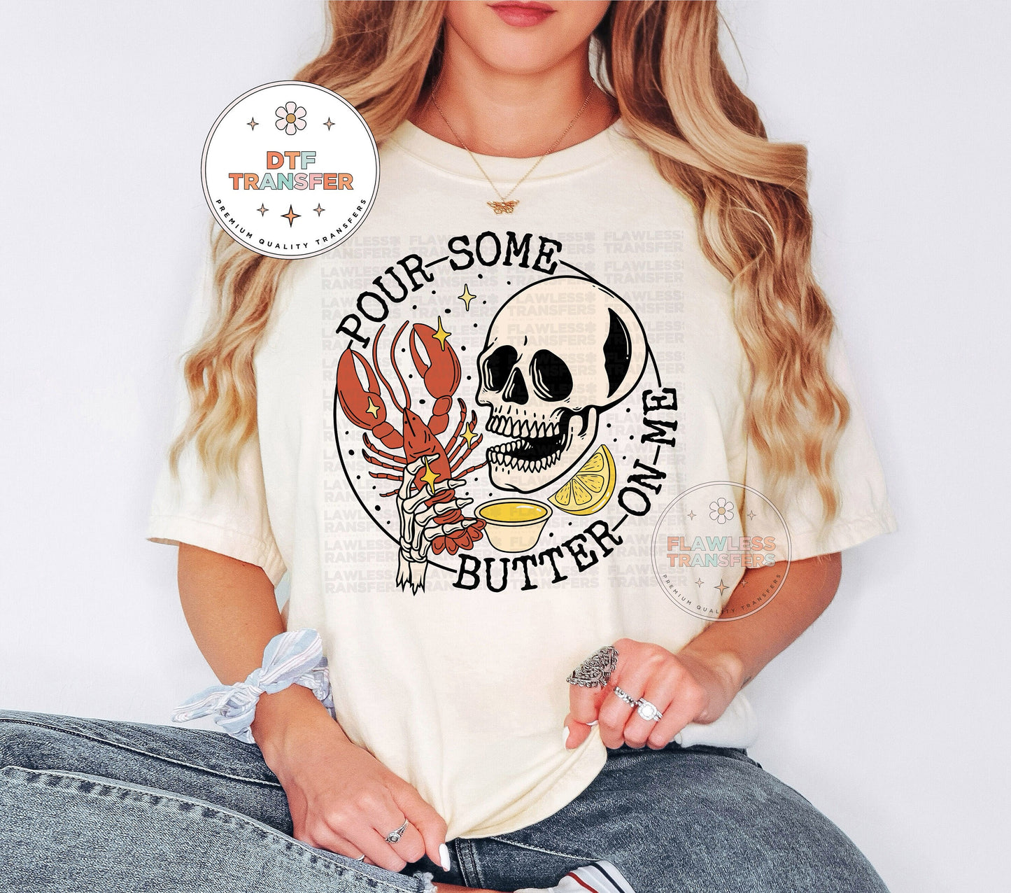 Pour Some Butter On Me Crawfish Boil DTF Transfer, Southern Food, Ready For Press, Direct To Film, Transfer For Shirts, Tshirt Transfers