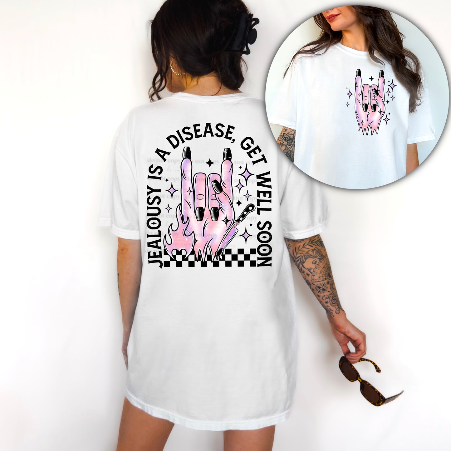 Jealousy Is A Disease Get Well Soon DTF Transfer - Pocket and Back Print SET