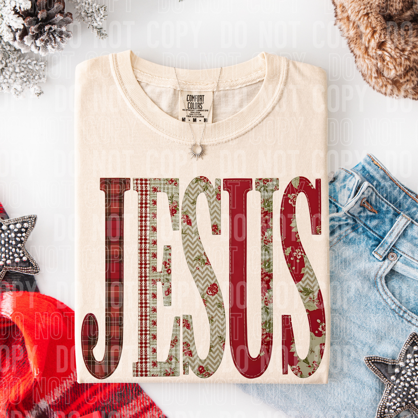 Jesus Faux Patchwork #2615 DTF Transfer