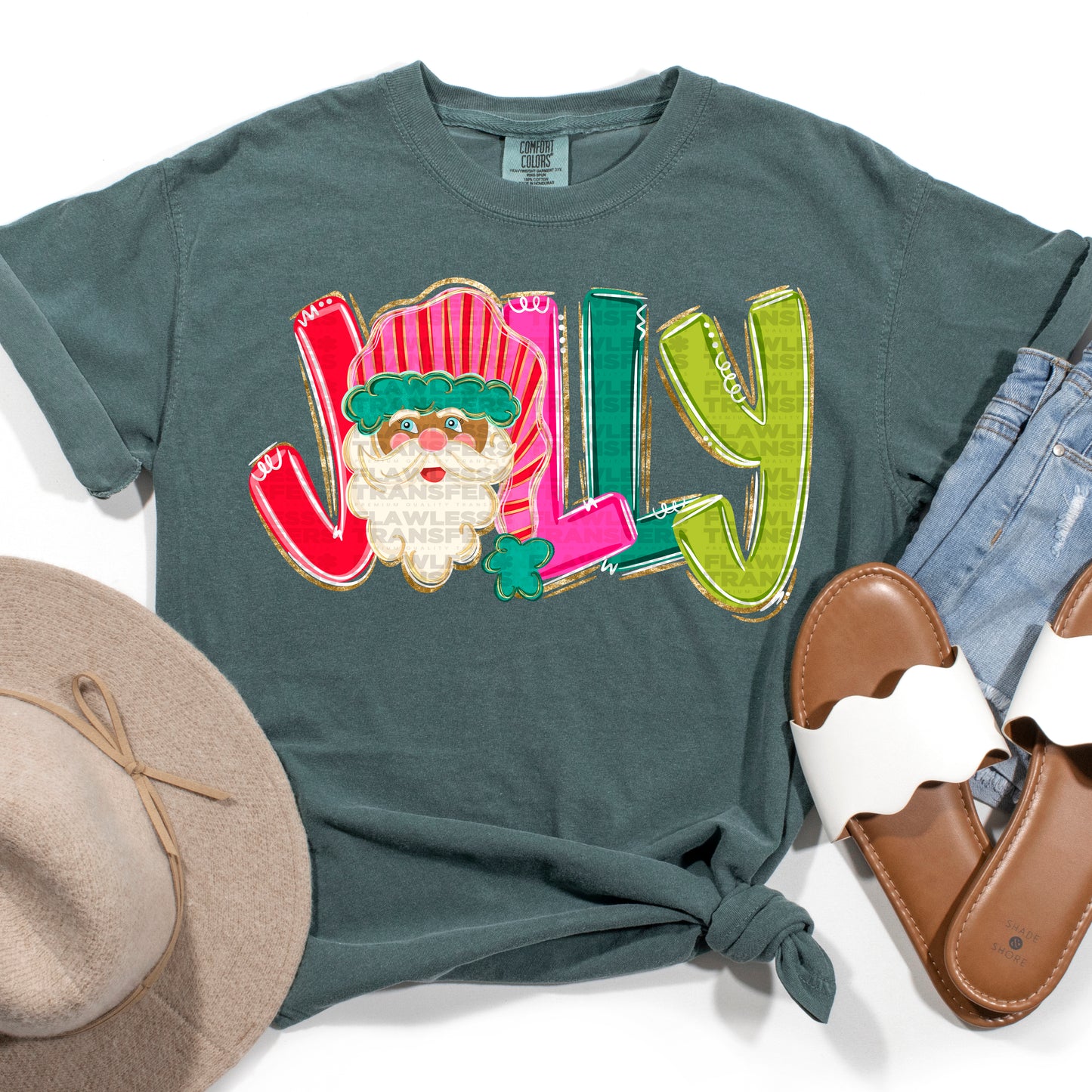 Jolly Santa Black #2845 DTF Transfer