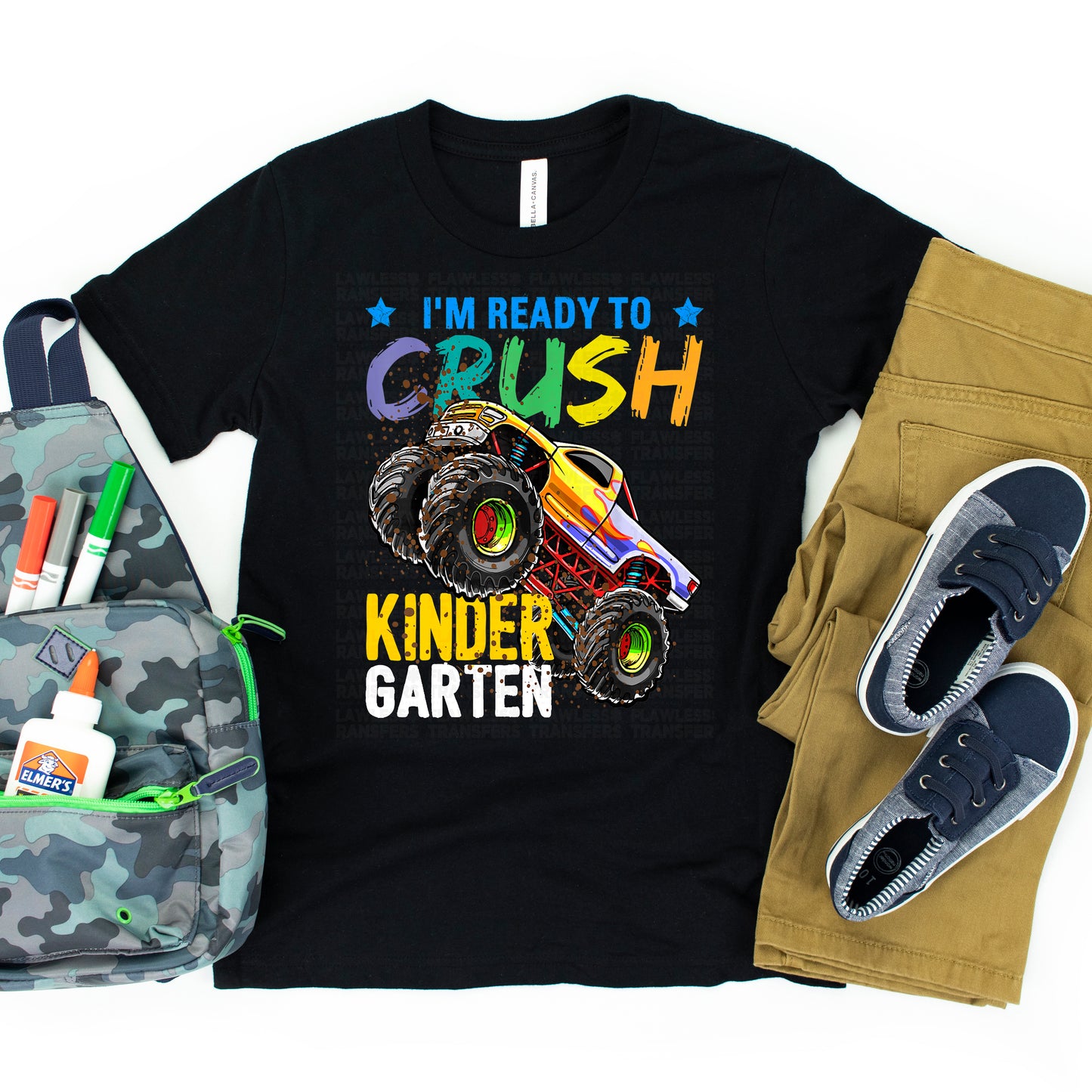 Kindergarten - First Day Of School - Monster Truck Design DTF Transfer