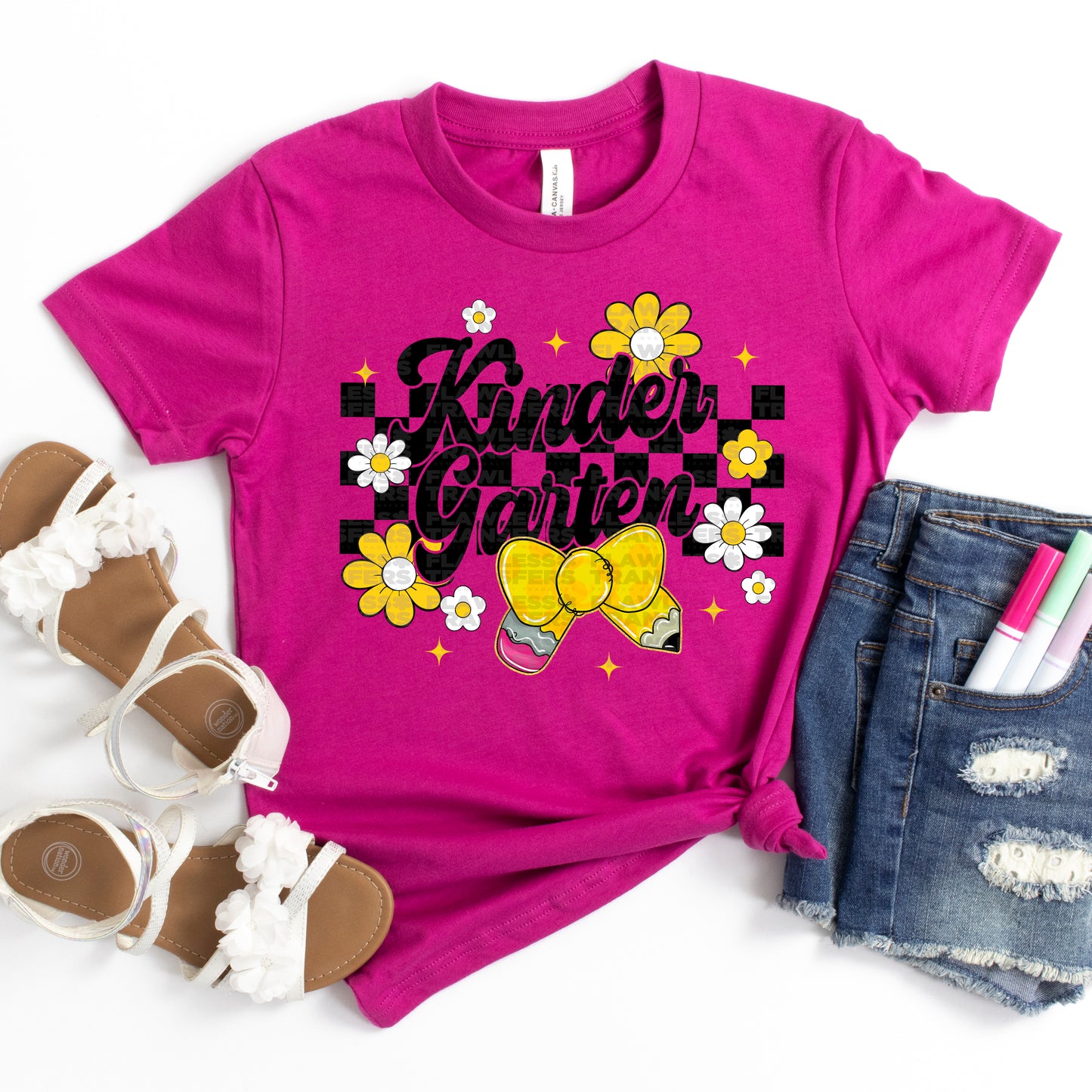 Checkered Floral Pencil Back To School #2194 DTF Transfer