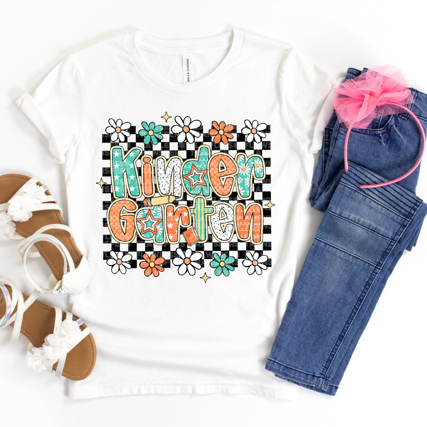 Retro Checkered Floral Back To School #2201 DTF Transfer