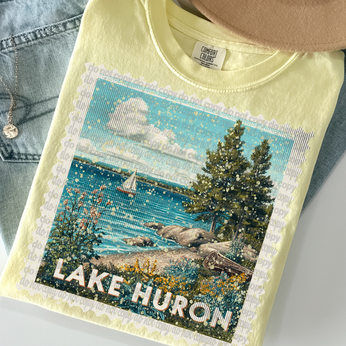 Lake Huron Vintage Stamp DTF Transfer