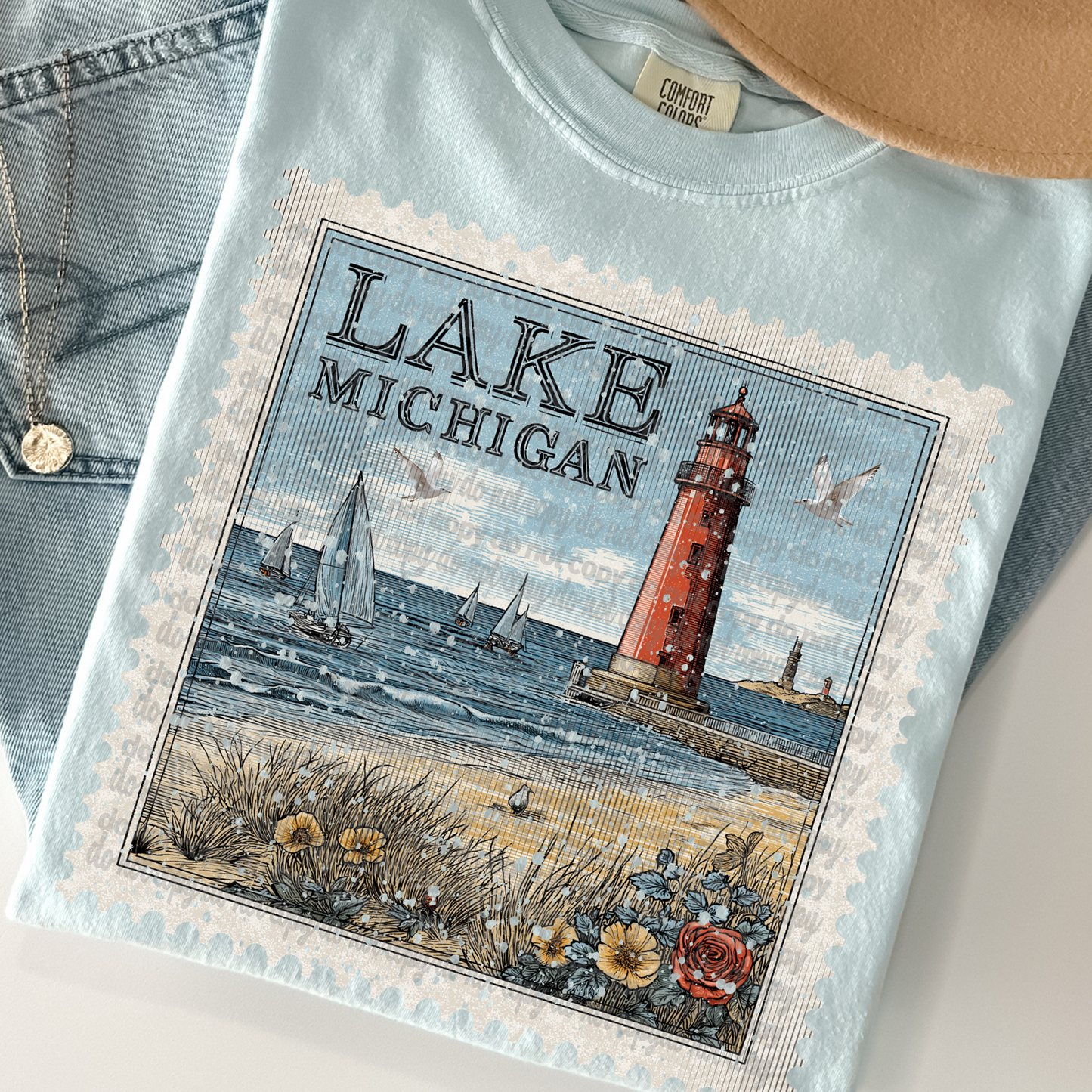 Lake Michigan Vintage Stamp DTF Transfer