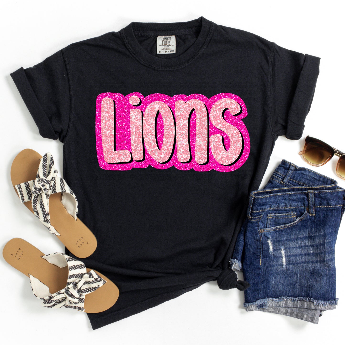 Lions Pink Glitter DTF Transfer