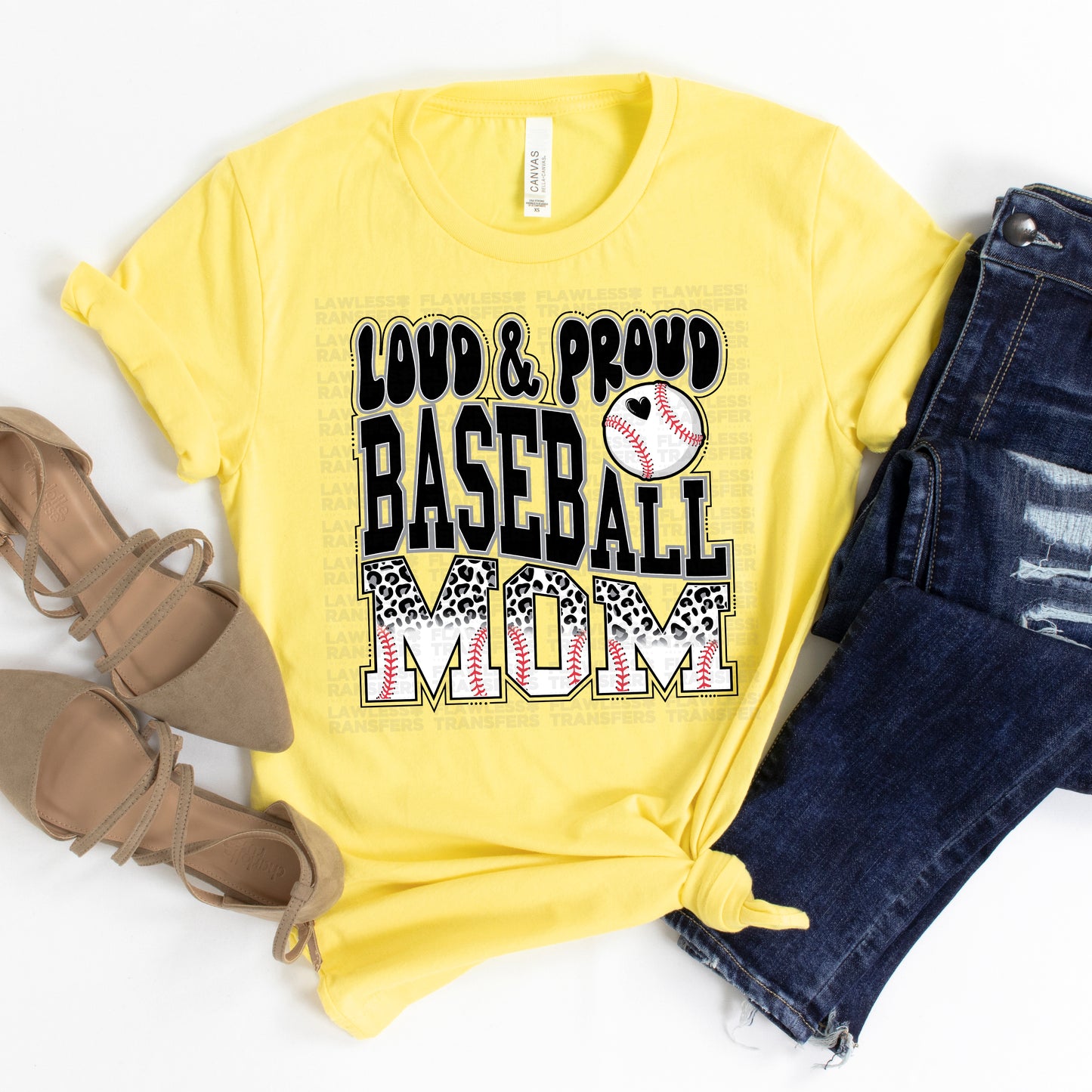 Loud And Proud Baseball Mom - Black And White Leopard Print DTF Transfer