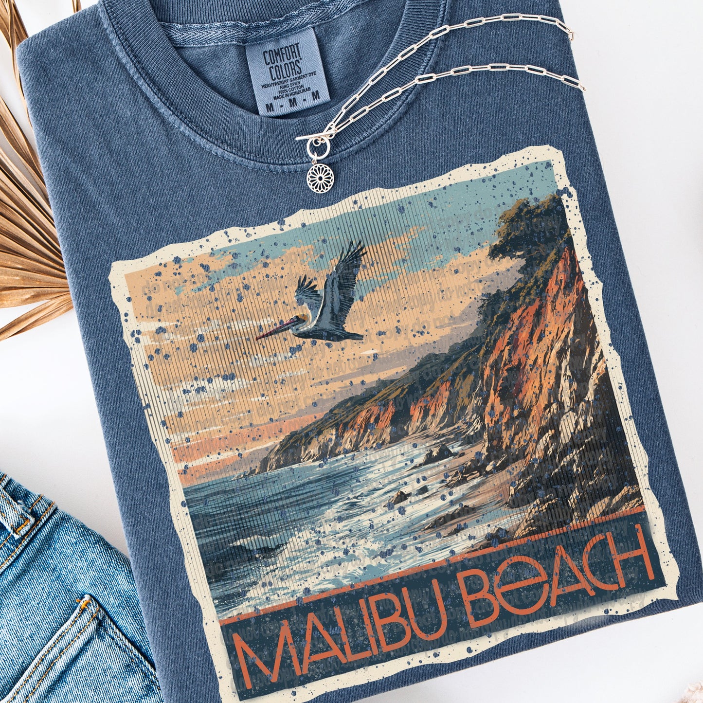 Malibu Beach Vintage Stamp DTF Transfer