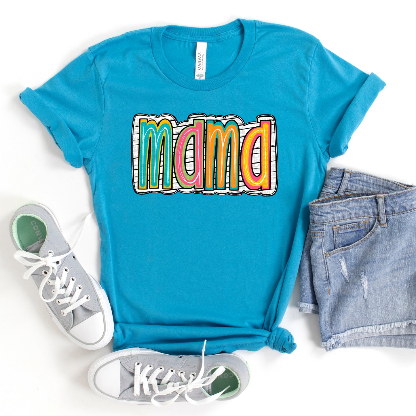 Mama Colorful Scribble Stripes #2018 DTF Transfer