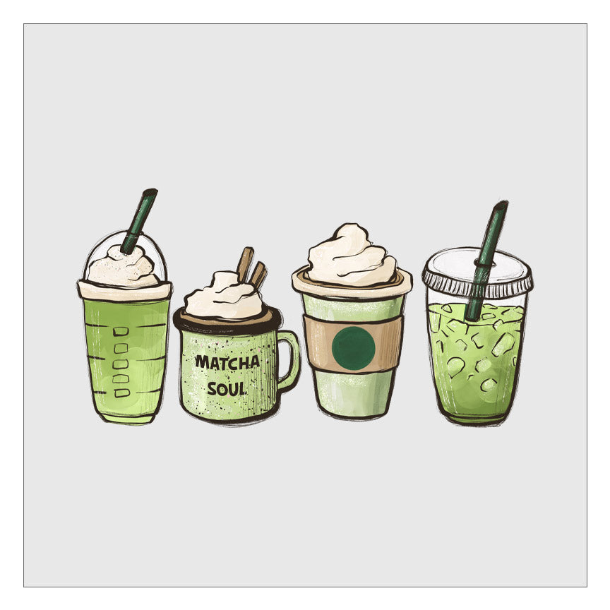 Matcha Soul Green Tea Coffee Latte DTF Transfer