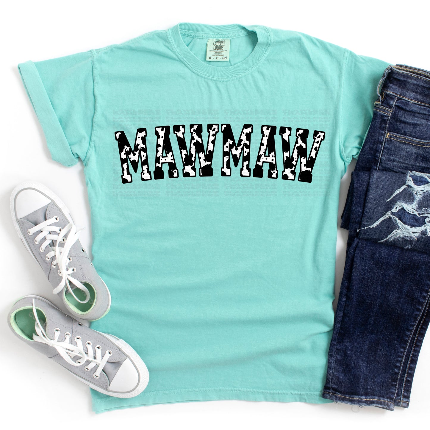 Mawmaw Black And White Cow Print DTF Transfer