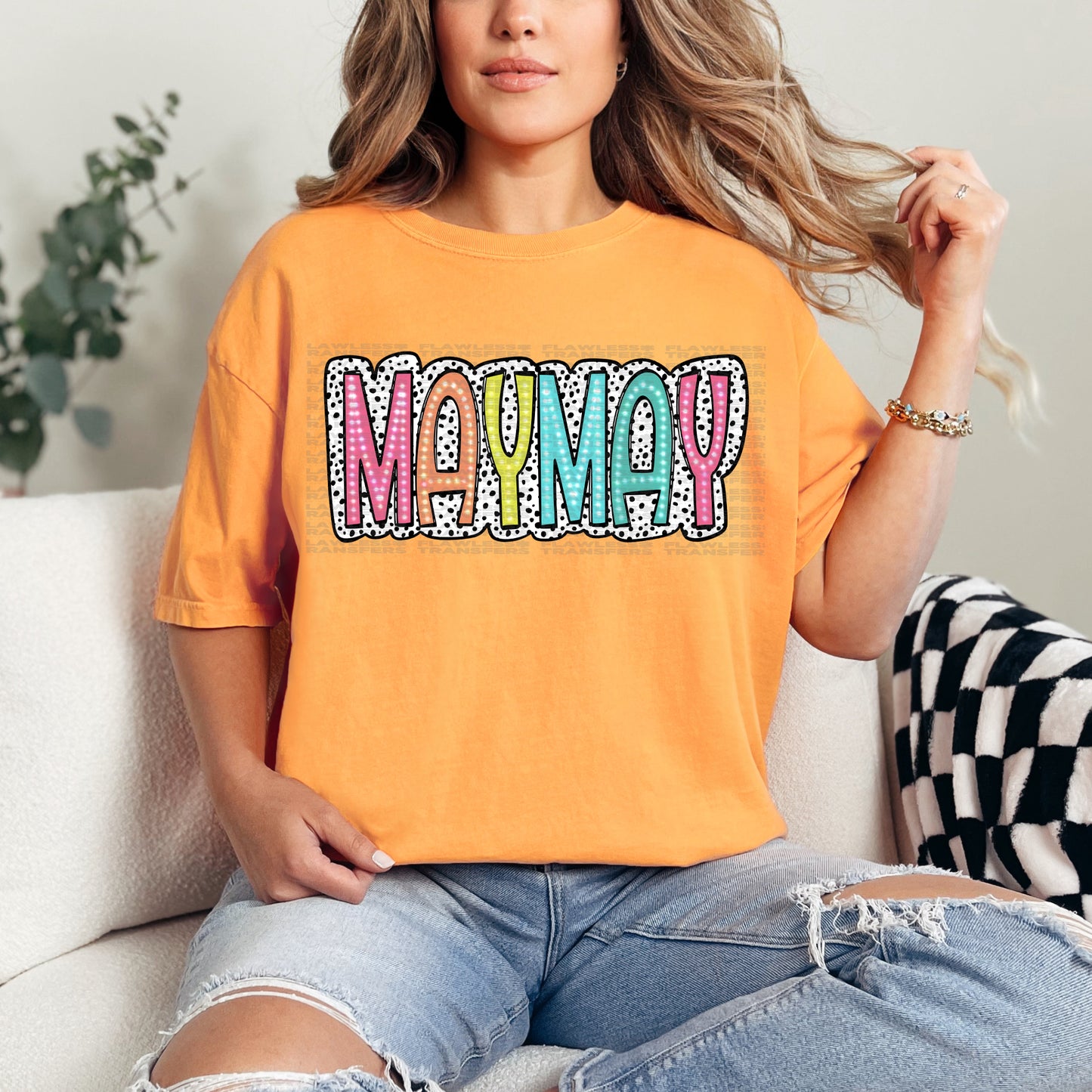 MayMay Bright Color Doodle Dalmatian Dots DTF Transfer