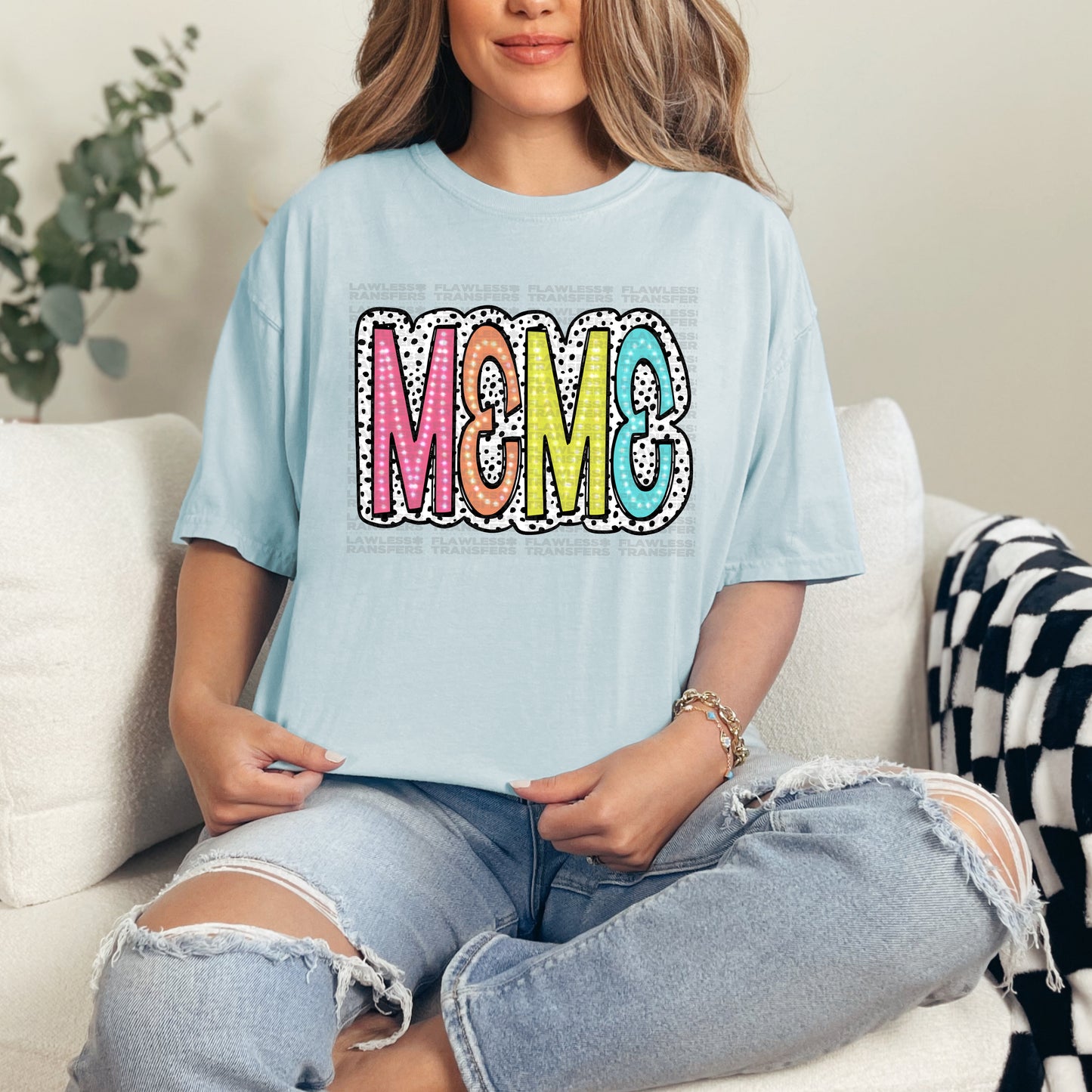 Meme Bright Color Doodle Dalmatian Dots DTF Transfer