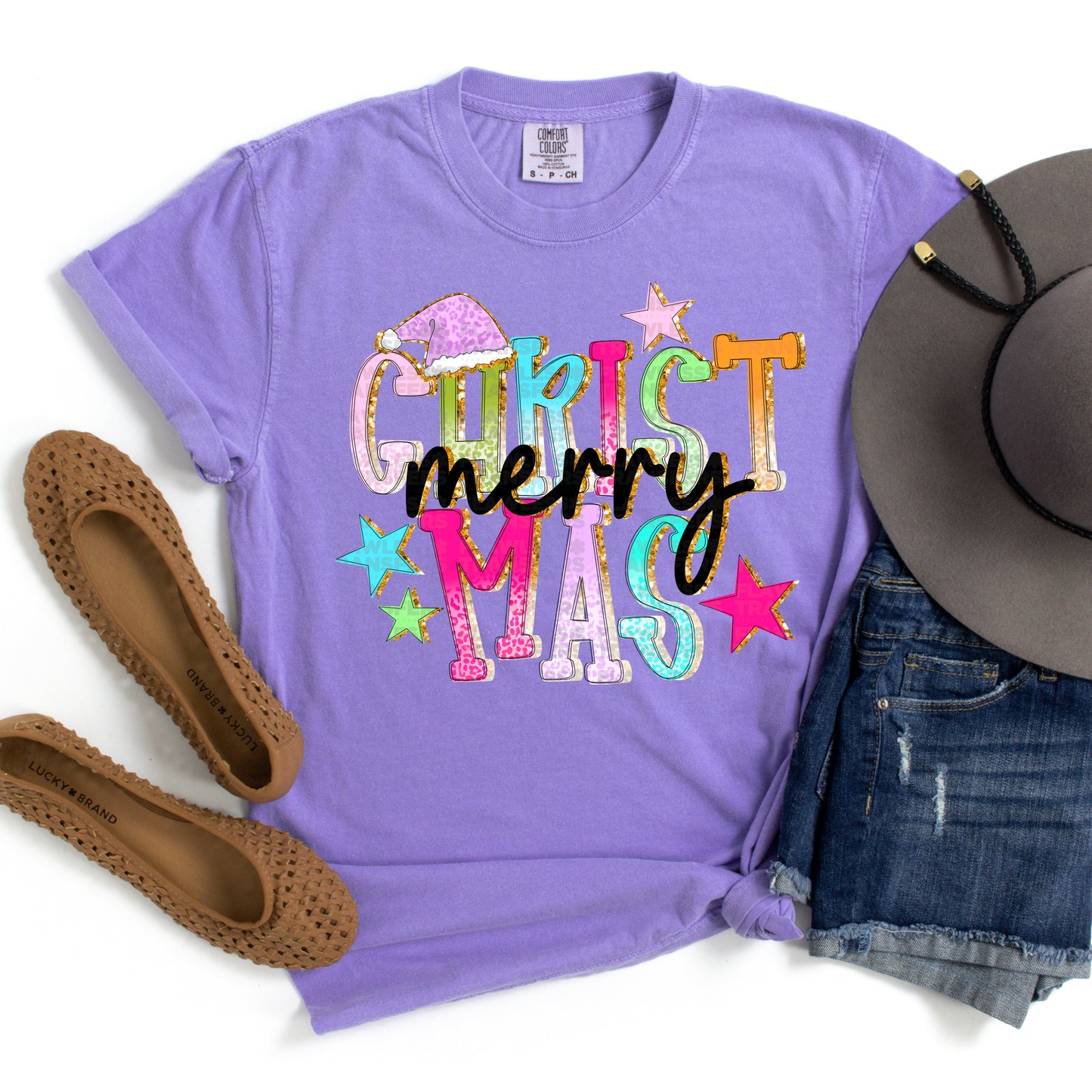 Merry Christmas - Bright Preppy Colors DTF Transfer