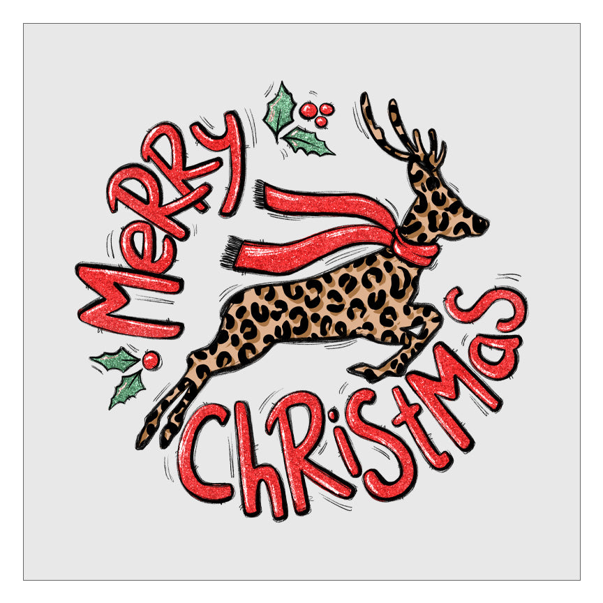 Merry Christmas - Leopard Reindeer DTF Transfer