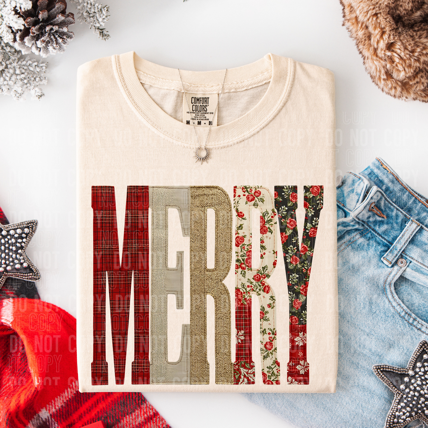 Merry Faux Patchwork #2619 DTF Transfer