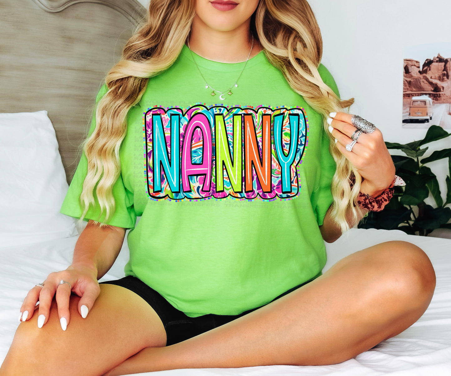 Nanny Scribble Doodle Bright Paisley Colorful Dots DTF Transfer
